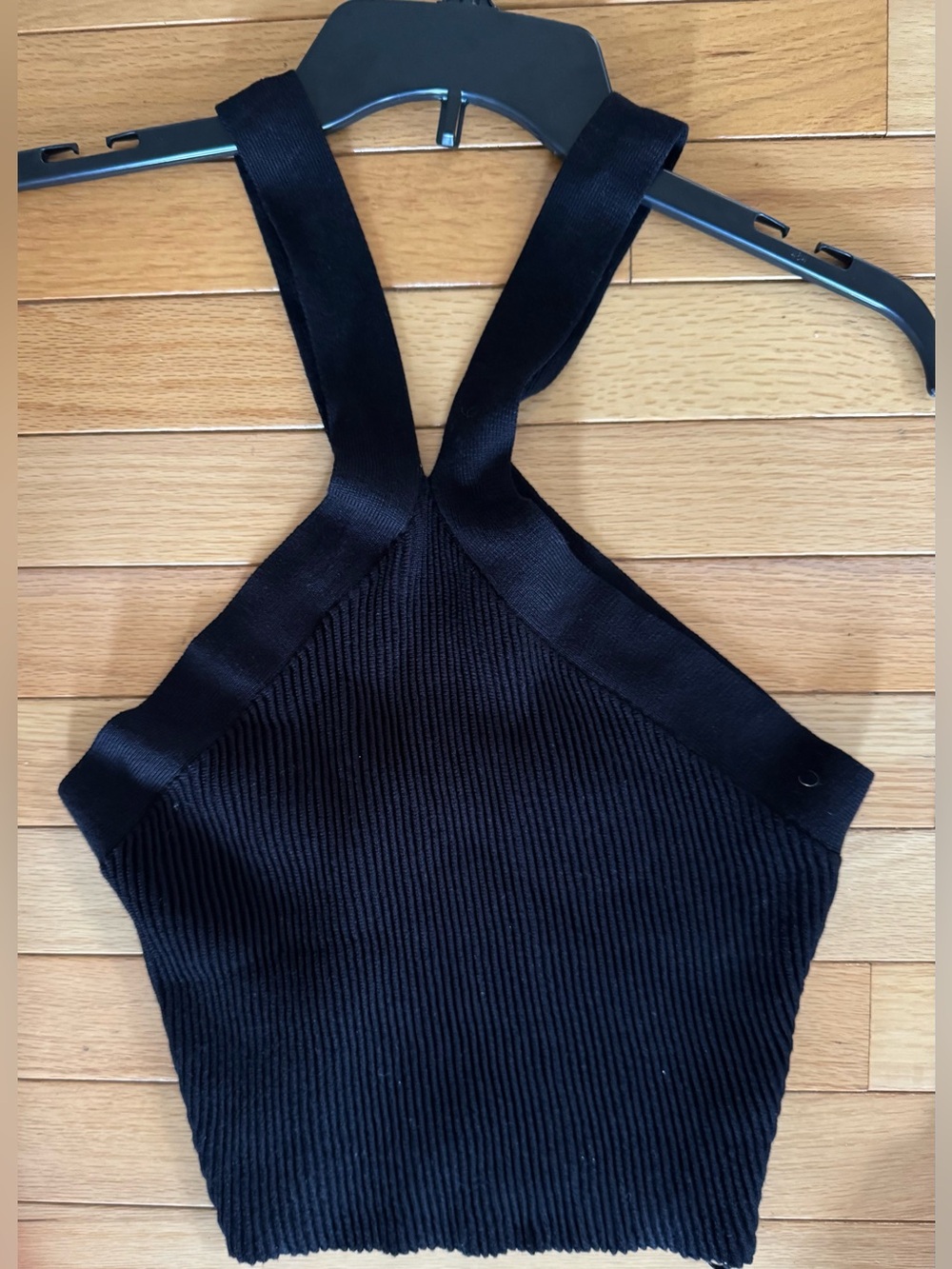 Gianni Bini Black Ribbed Halter Crop Top